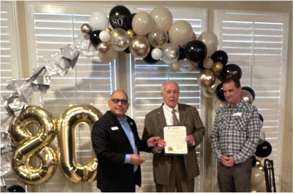Former Judge Joe Parnell recently celebrated his 80th birthday on March 8 and was honored by Terrell Mayor Rick Carmona with a proclamation announcing his birthday as “Honorable Judge Joe Parnell Day”. Photo courtesy of Cynthia Parnell