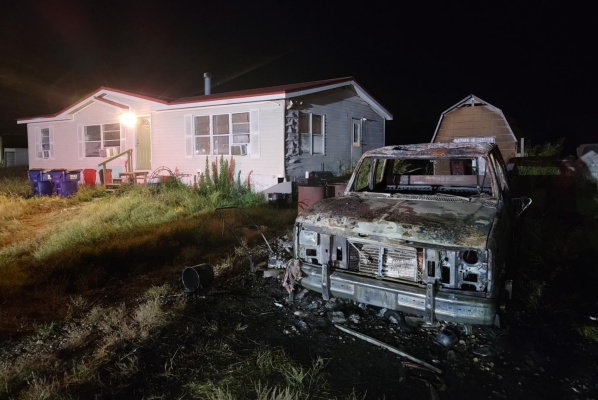 An illegal burn that got out of control prompted TVFD firefighters to be summoned to an address along County Road 271 during the early morning hours July 8. TVFD officials issued a reminder shortly after the blaze was contained that Kaufman County is currently under a burn ban. Photo courtesy of the TVFD Facebook page