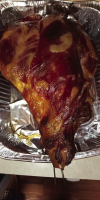 Processing game meat at home is not rocket science. Making cured, smoked meats such as this wild hog ham is really simple but it does require a bit of preparation. Photo by Luke Clayton