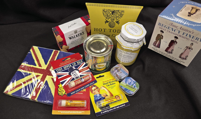 From hot toddy mix, lemon curd or shortbread cookies to a Jane Austin heat-transferring mug, there’s something for every taste and pocketbook at the BFTS Museum’s Ye Olde Saint Nick tent during the British Bash, Nov. 8 in Downtown Terrell. Stop by and browse British-made collectibles for your holiday giving. Photo courtesy of Liz Oliphant