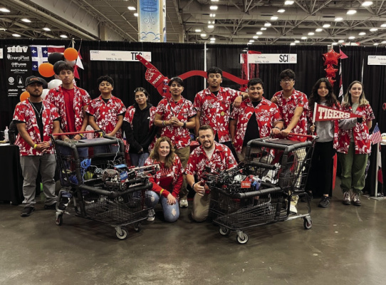 Terrell High School students are bringing the robots they built to show of their work June 1 at the No. 1 British Training and Flying School. The attached photo is of club members with their creations. Photo courtesy of Terrell ISD