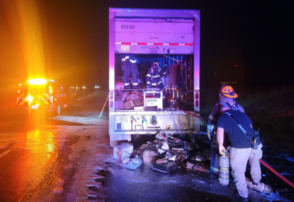 Vehicle fire contained by local departments