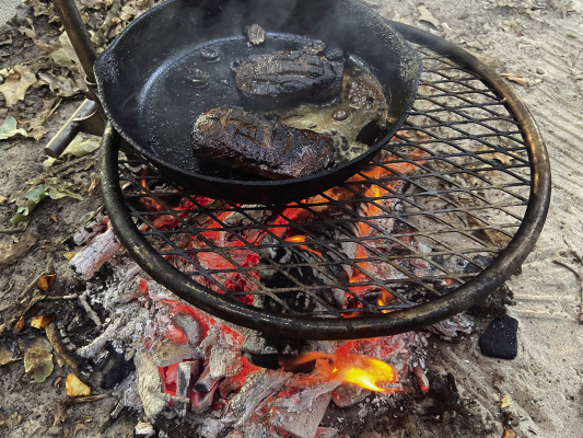 Thick cut venison back strap steak is a gourmet’s delight when marinated and cooked in butter, garlic and a bit of chopped jalapeno. Photo by Luke Clayton