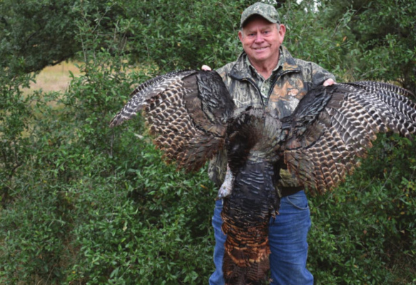 Turkeys might be in short supply at the grocery store, but there are plenty of them roaming the woods and fields across much of Texas. Luke harvested this young gobbler with an arrow last week on the Dale River Ranch. PHOTO BY LUKE CLAYTON