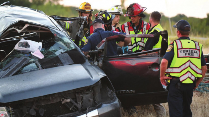 One individual was taken by CareFlite to a area hospital with serious injuries following a single-vehicle rollover accident along Highway 80 Sept. 19. Both the Terrell Volunteer Fire Department and the Terrell Fire Department answered the call. PHOTO COURTESY OF TVFD FACEBOOK PAGE