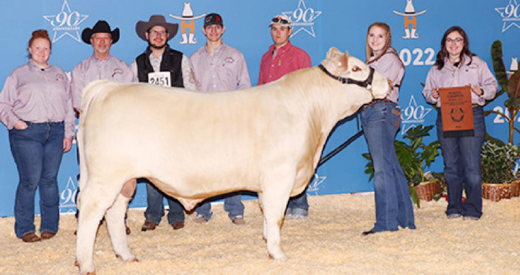 Trailbe Goff from Whitehouse is seen with TVCC Revolve 2103 P, as the Junior Bull Calf was awarded first place in class and the Reserve Champion in the Junior Calf Division at the Houston Livestock Show March. 1. This was the final show of the year for the team. Courtesy photo