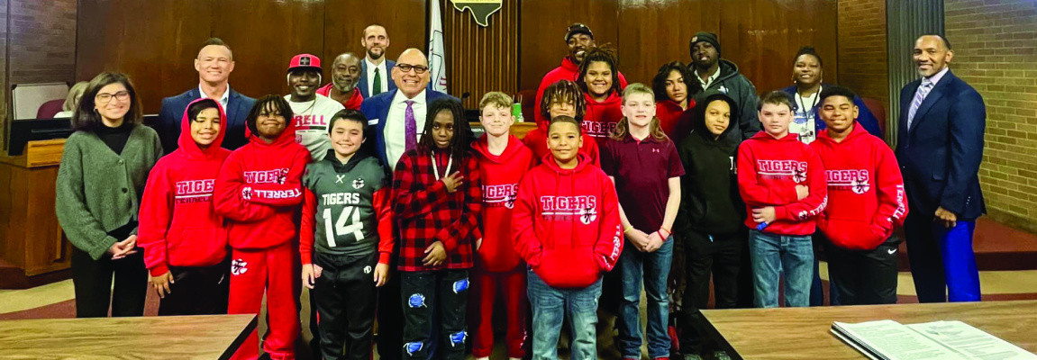 The Terrell Tigers 10U football team was recognized at the Jan. 23 Terrell City Council meeting after winning the State championship and advancing to the National championship in 2023. Photo courtesy of City of Terrell Facebook page