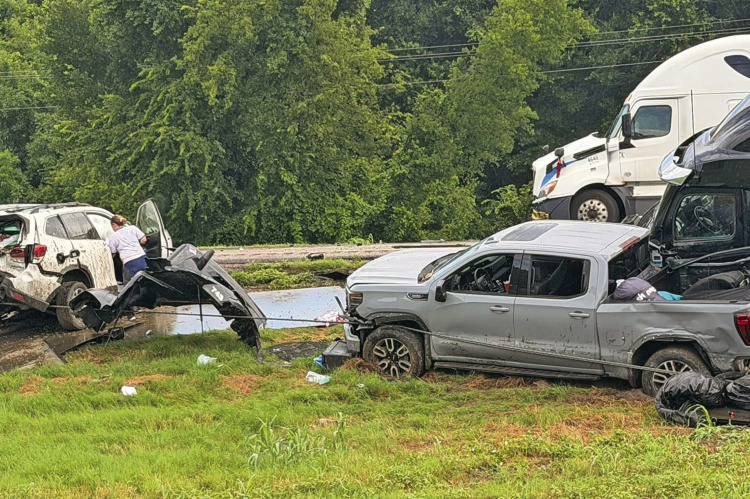 Elmo Fire Department, along with multiple other agencies, worked a 13-vehicle accident on Interstate 20 on Saturday, June 20. Photo courtesy of Elmo Fire Department