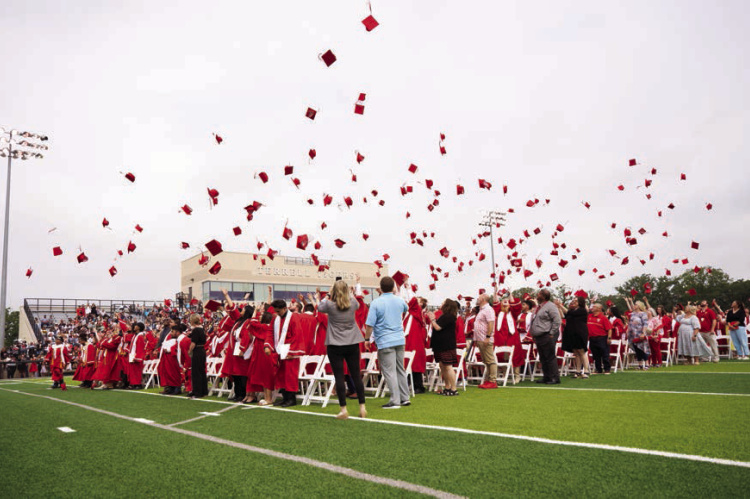 The Class of 2024 for Terrell High School walked the stage at Memorial Stadium May 25 after storms delayed their Friday night ceremony. Photo courtesy of Michael Arndt