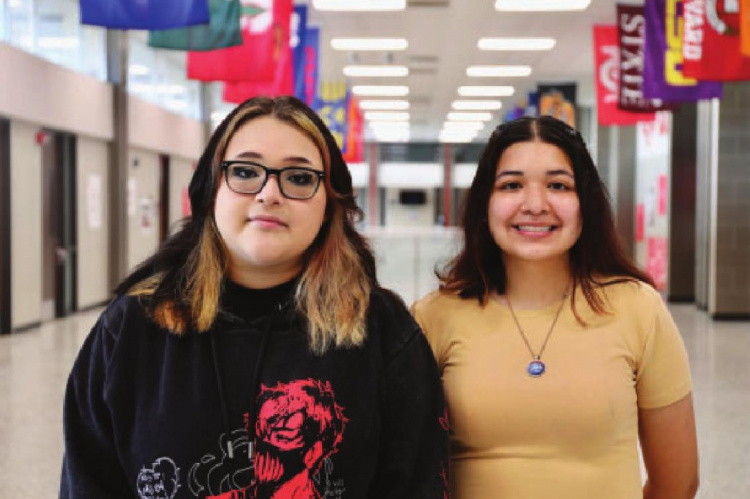 Karla Landa and Vanessa Rodriguez were recognized by the TISD Board of Trustees at their Sept. 20 meeting after being designated as College Board National Hispanic Recognition Scholars and National Rural and Small Town Recognition Program Scholars. COURTESY PHOTO