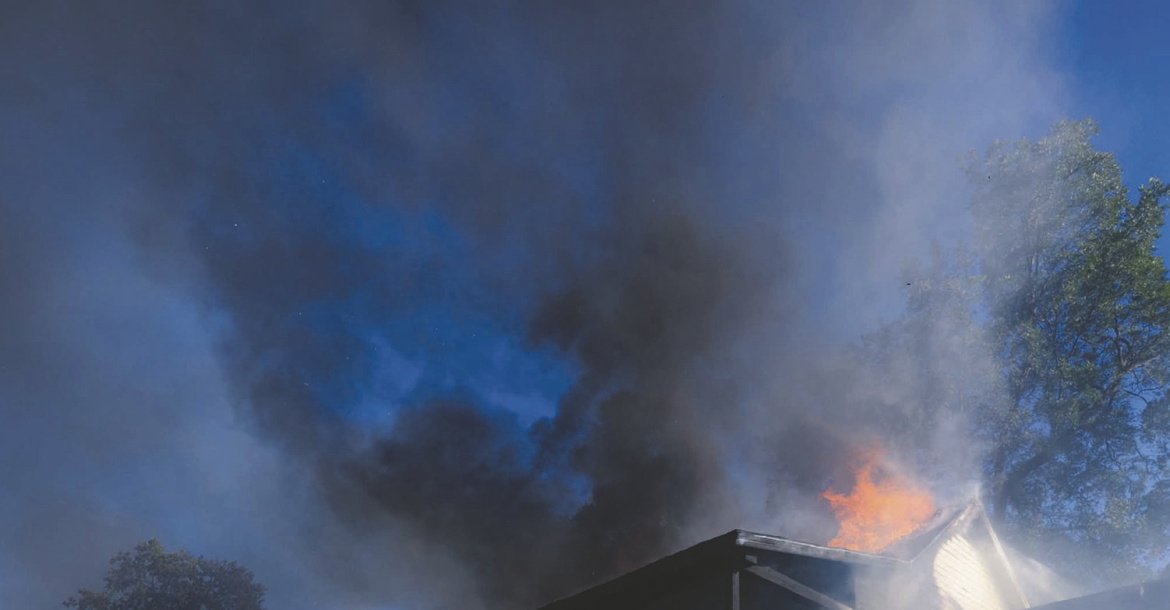 Able Springs Volunteer Fire Department, along with multiple agencies, battled a two-story house fire on Monday, Sept. 14 at 32150 FM 429. Photos courtesy of College Mound FD