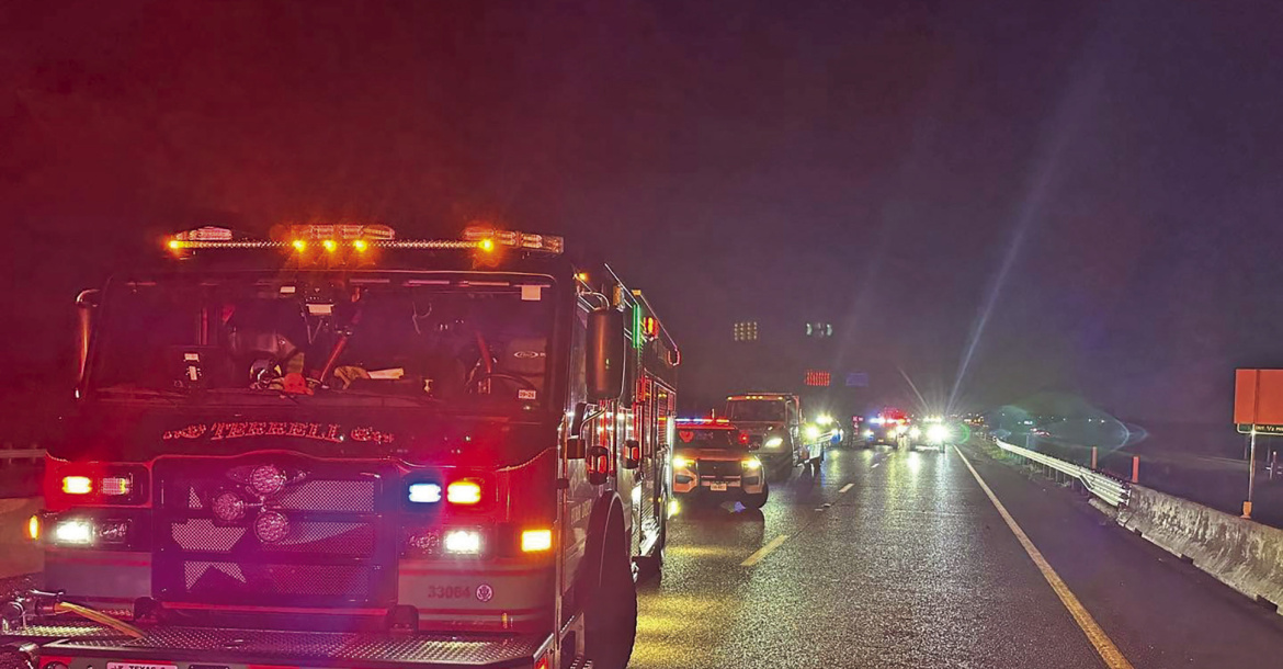 Multiple agencies work a two-vehicle crash at Windmill Farms Boulevard that claimed three lives on U.S. Highway 80 in Forney near Terrell on Sunday, July 26. Photo courtesy of Terrell Volunteer Fire Department