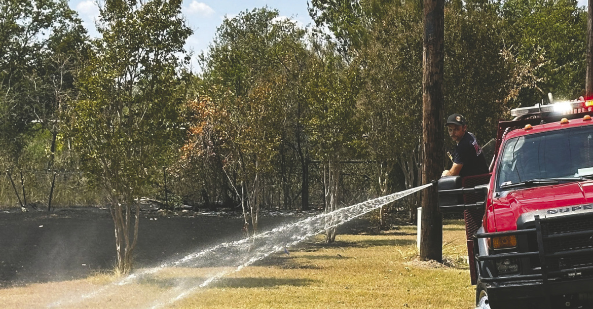 Terrell VFD, Kaufman VFD ESD No. 1 and College Mound FD responded to a grass fire near Zagota Crossing on Sunday, Aug. 30. Photo courtesy of Terrell VFD